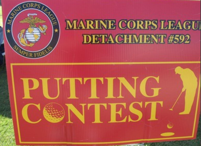 Marine Corps League Detachment #592 Putting Contest sign