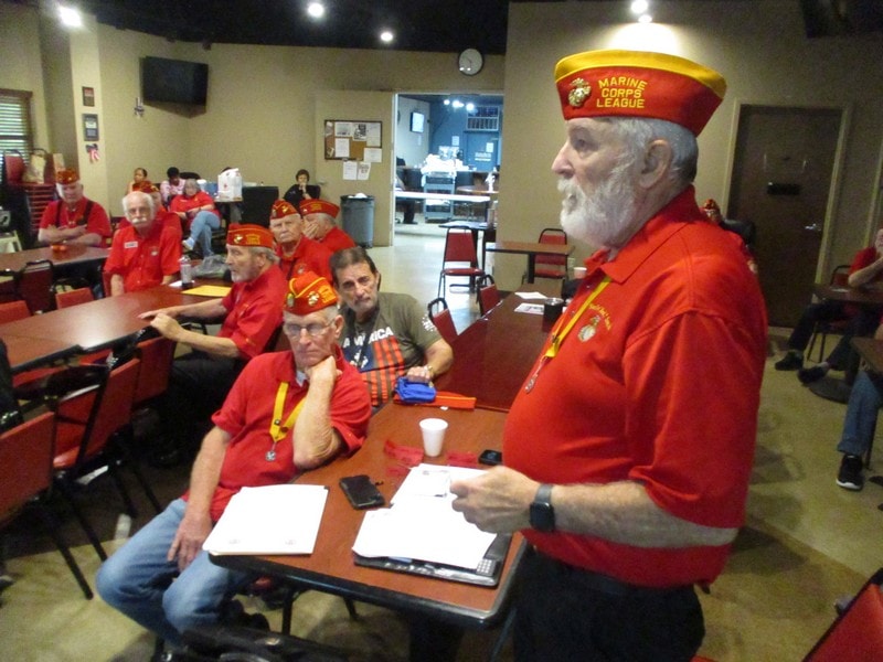 Marine League veterans meeting indoors