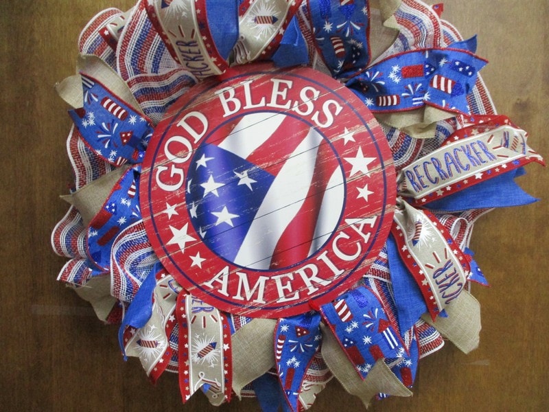 Patriotic wreath God Bless America decoration