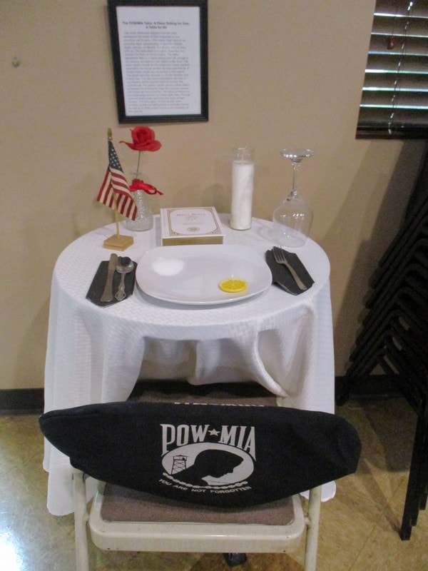 Memorial table POW MIA tribute display