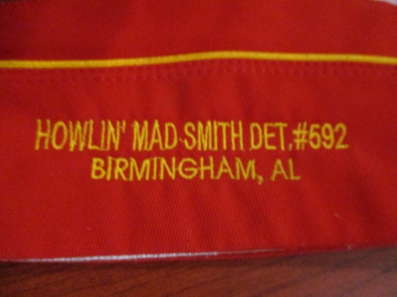 Embroidered text red fabric Birmingham Alabama