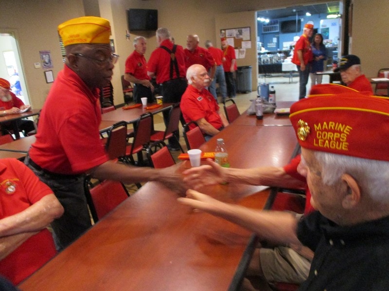 Marine Corps veterans gathering indoors