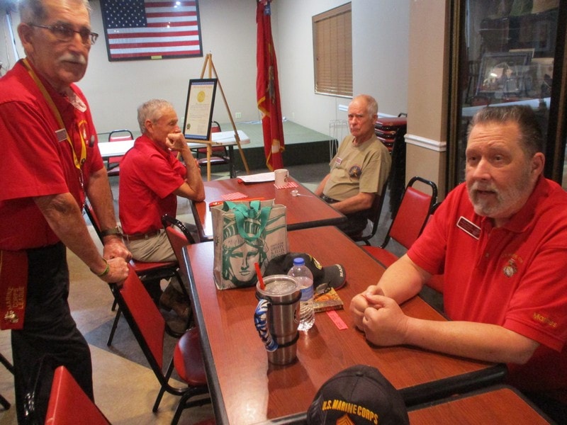 Marine veterans meeting in community room