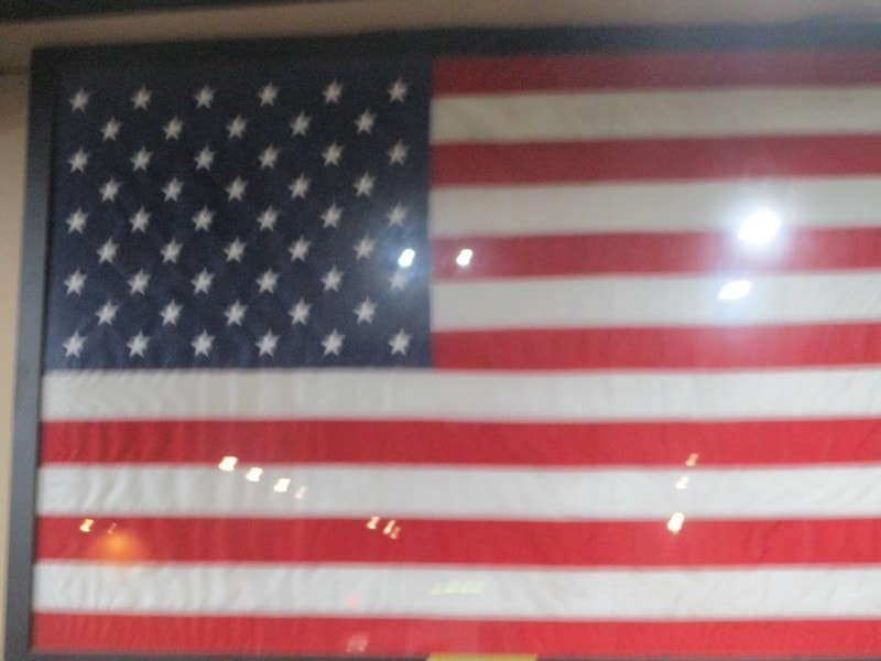 American flag displayed indoors